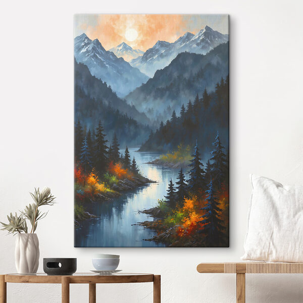 Un râu care trece printr-o vale de munte Un râu care trece printr-o vale de munte
