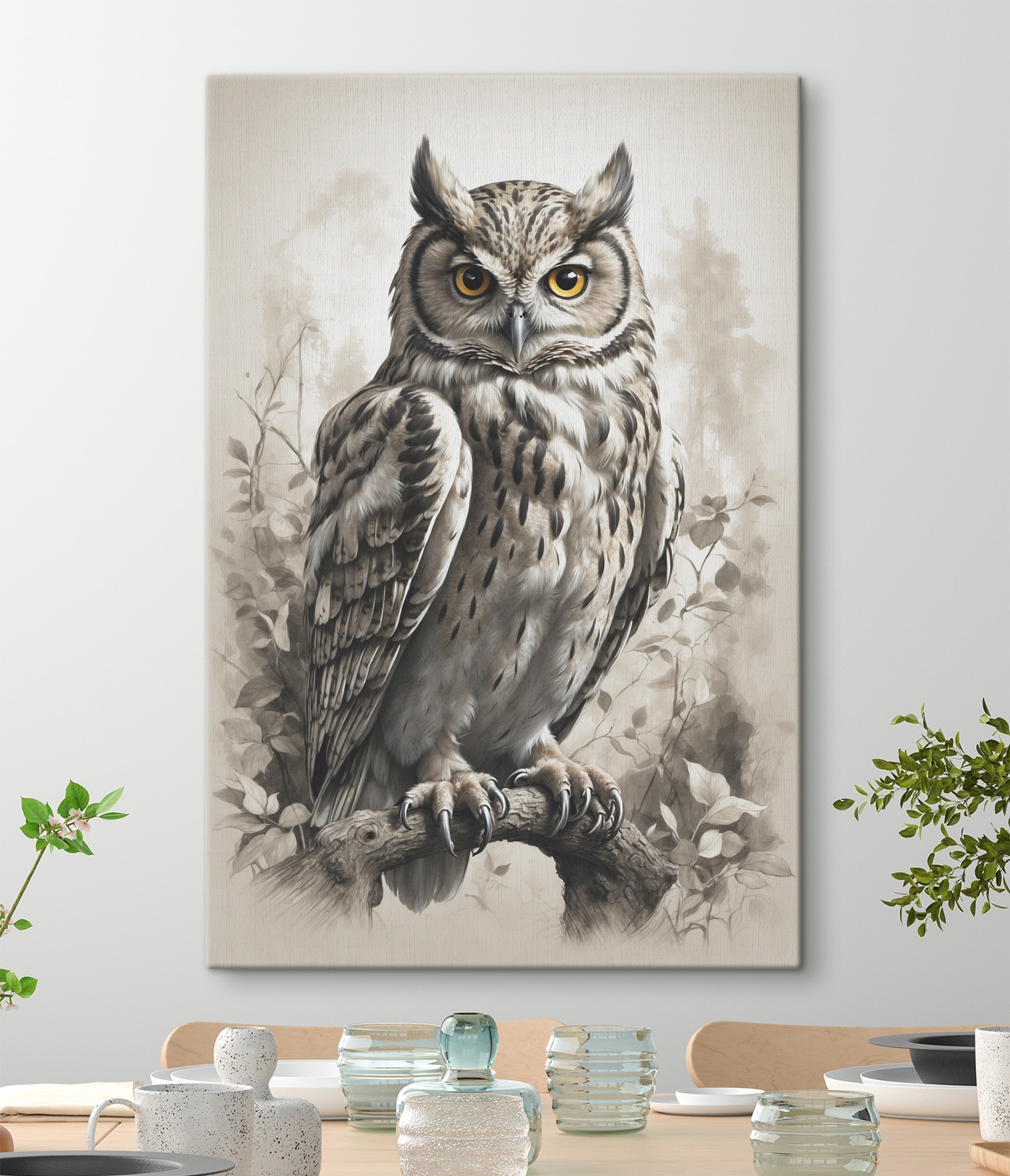 A painting of an owl