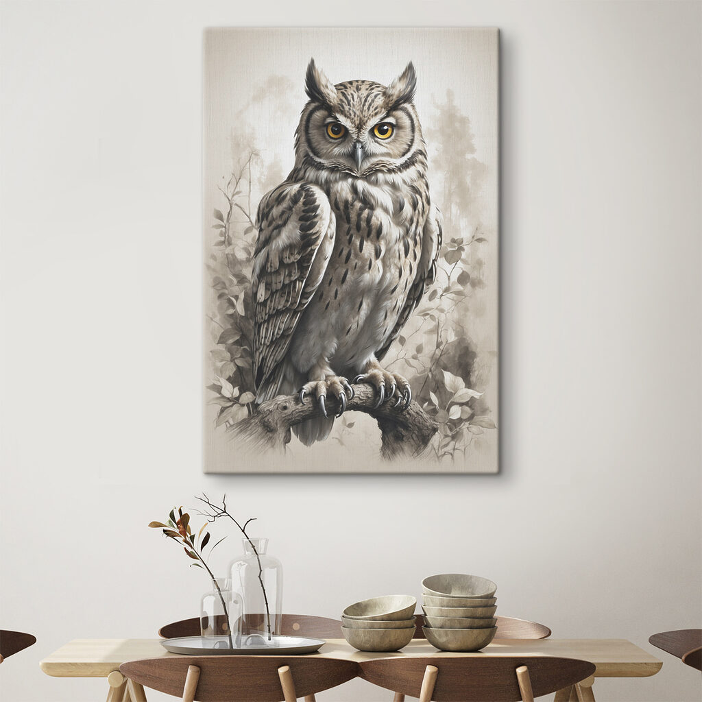 A painting of an owl