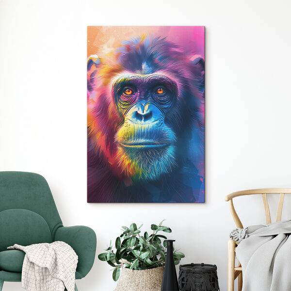 O maimuță colorată cu ochi portocalii O maimuță colorată cu ochi portocalii