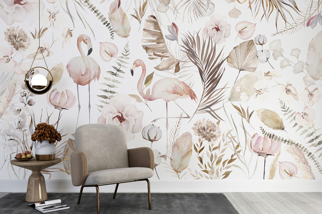 w00507pig4r 1024x683 - O pictură în acuarelă de flamingo și flori - tegory