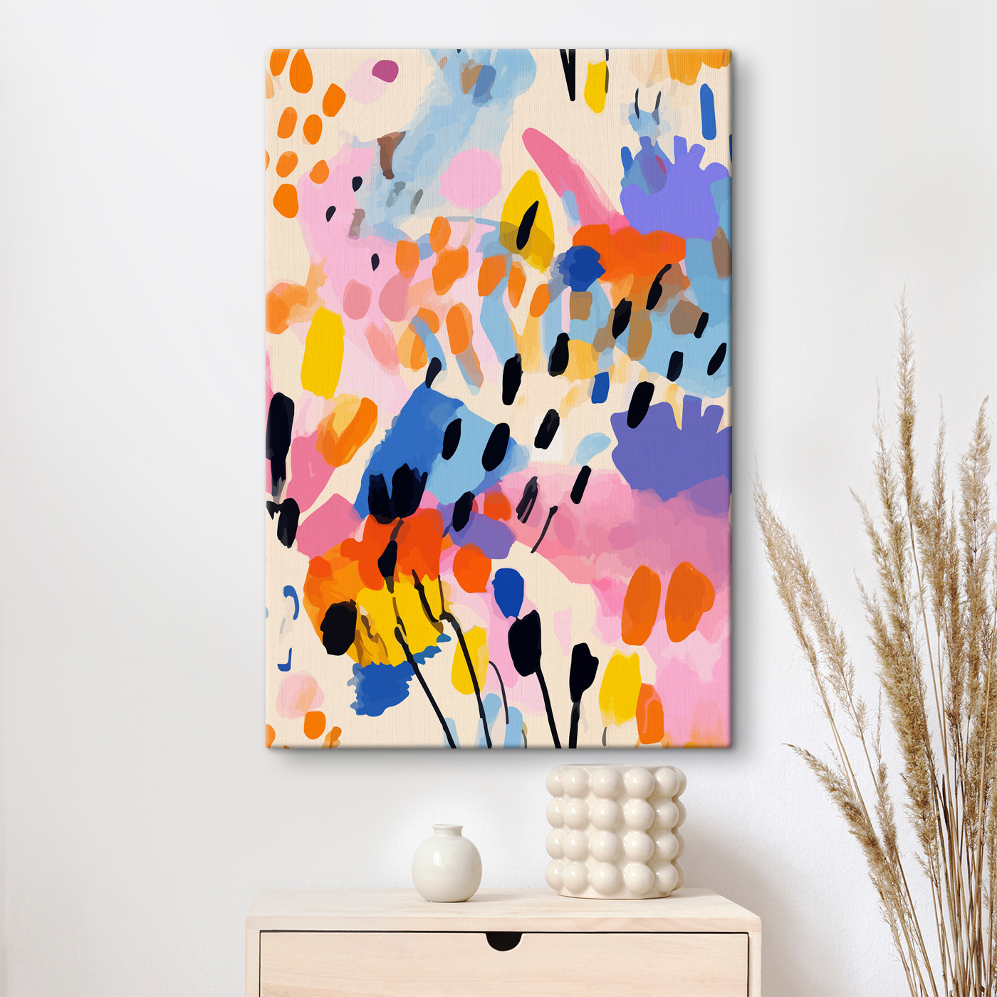 s36597pih23m - O pictură colorată de puncte și pete negre - tegory