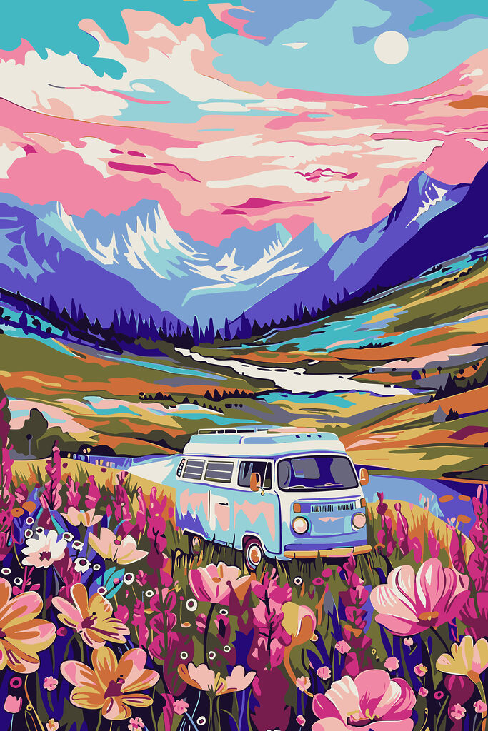 O dubă care trece printr-un câmp de flori s38260p 683x1024 - O dubă care trece printr-un câmp de flori - tegory