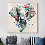 Tablouri Un elefant cu flori și frunze