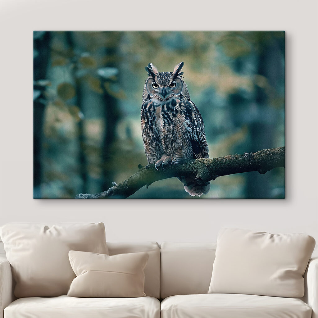 An owl sitting on a branch