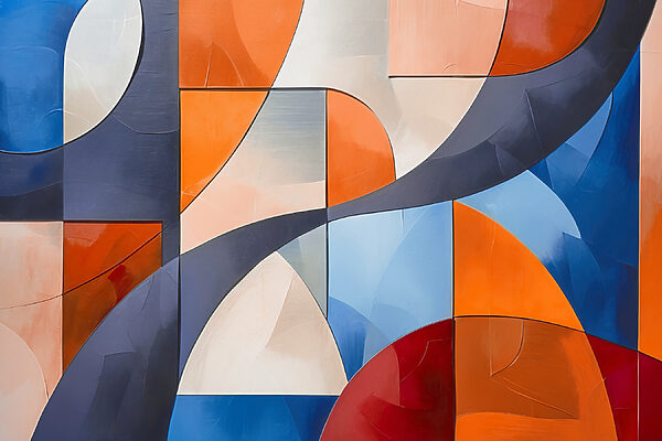 A colorful art piece with curved shapes A colorful art piece with curved shapes