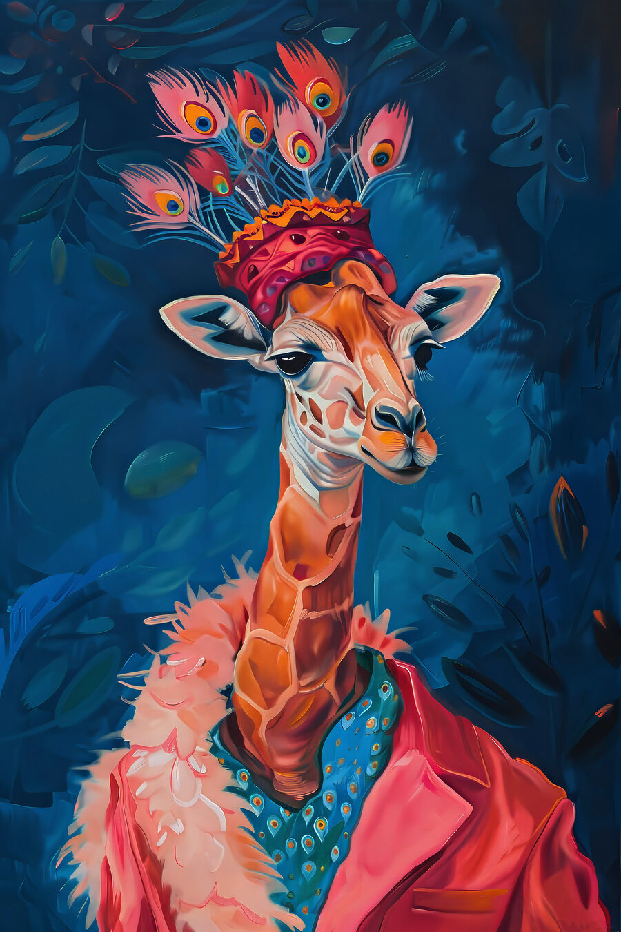 O girafă purtând o pălărie O girafă purtând o pălărie