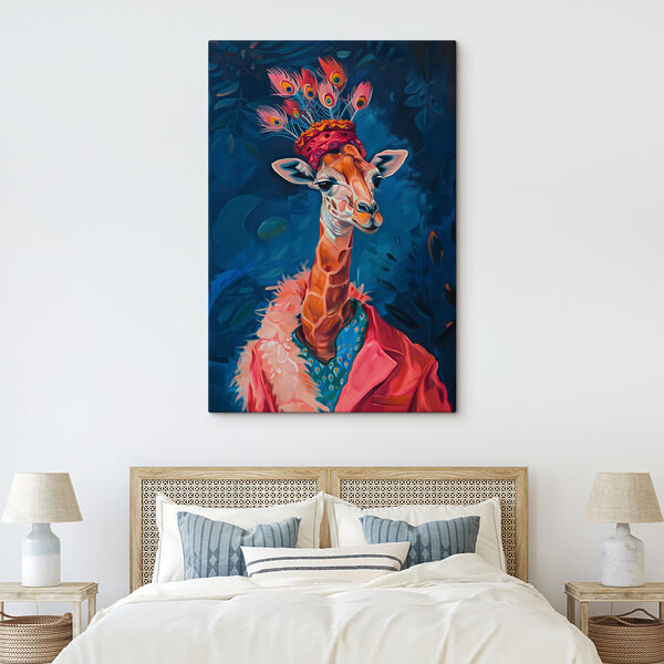 O girafă purtând o pălărie O girafă purtând o pălărie