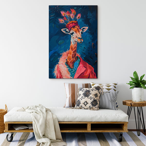 O girafă purtând o pălărie O girafă purtând o pălărie