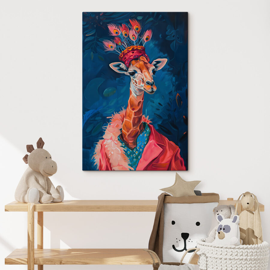 O girafă purtând o pălărie O girafă purtând o pălărie