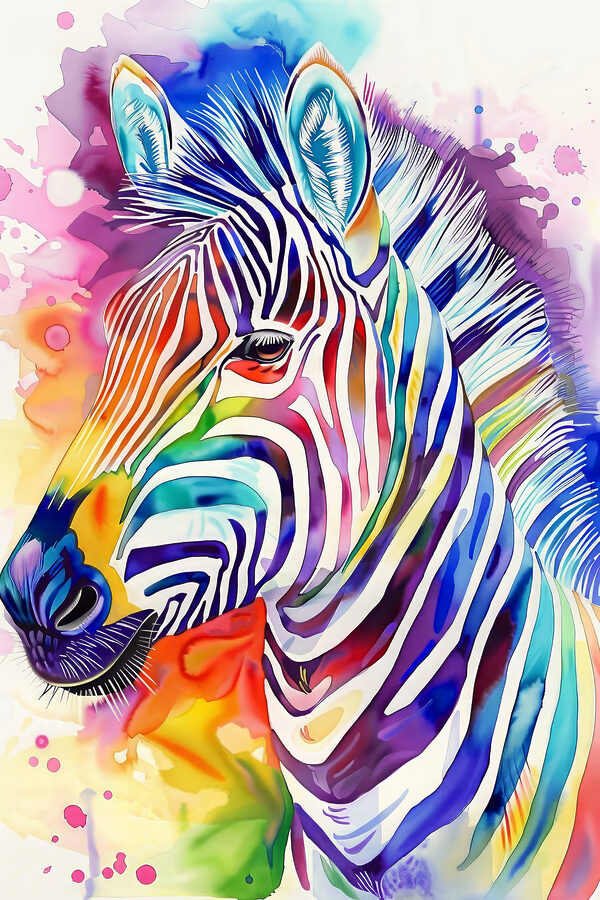 O zebră colorată cu culori de curcubeu O zebră colorată cu culori de curcubeu