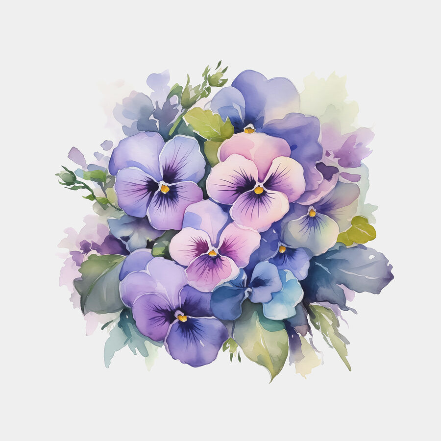 Tablouri Un buchet de flori mov și albastru - imagine 7