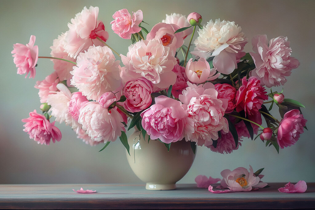A vase of pink flowers