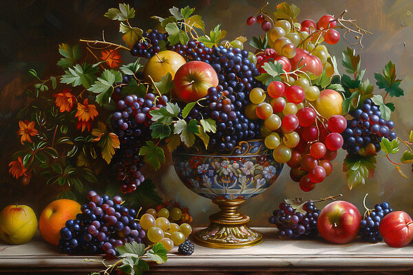 O pictură de fructe într-o vază s38468p 600x400 - O pictură de fructe într-o vază
