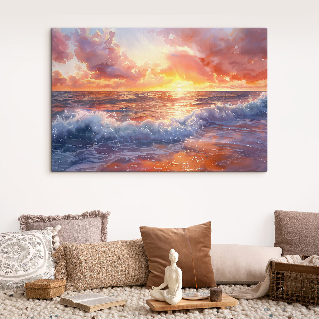 A sunset over the ocean