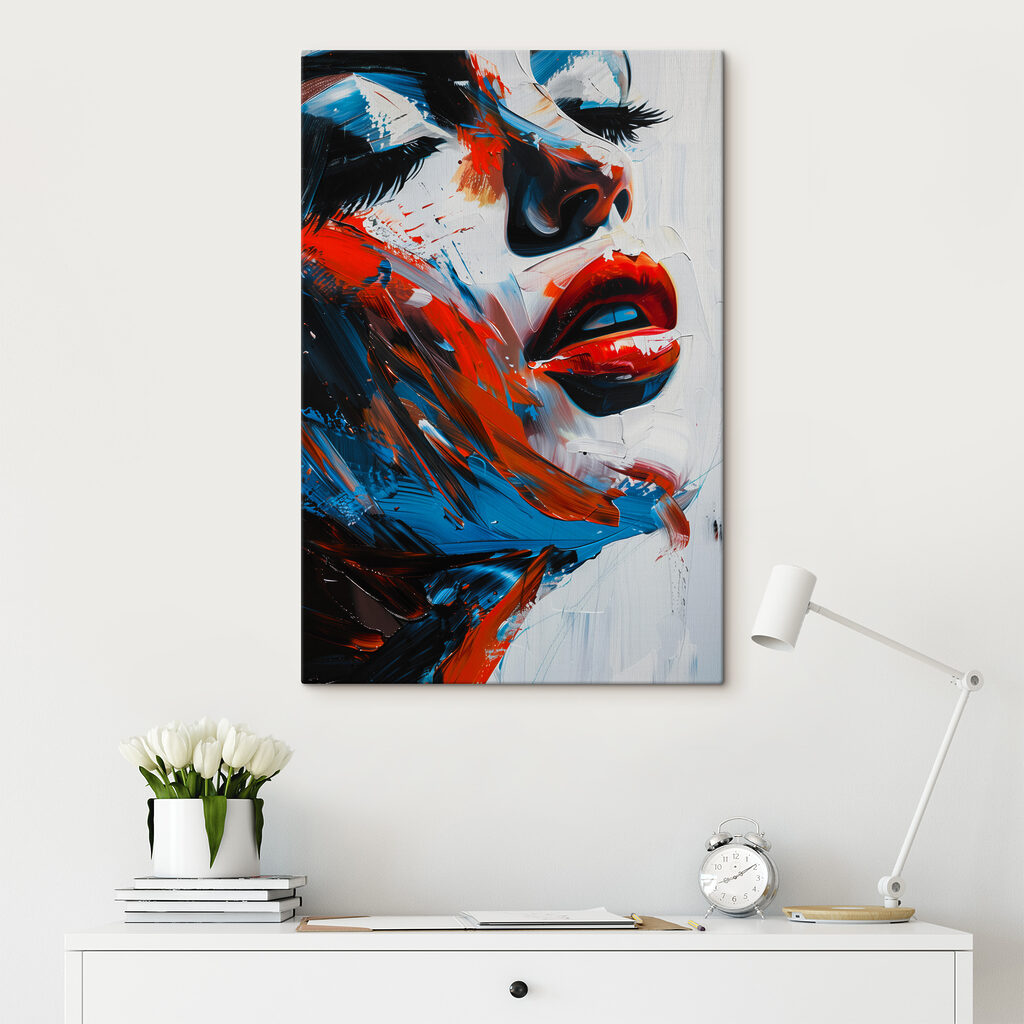 A painting of a woman's face A painting of a woman's face