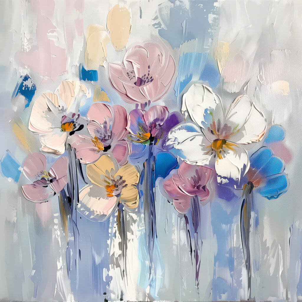 A painting of flowers on a white background