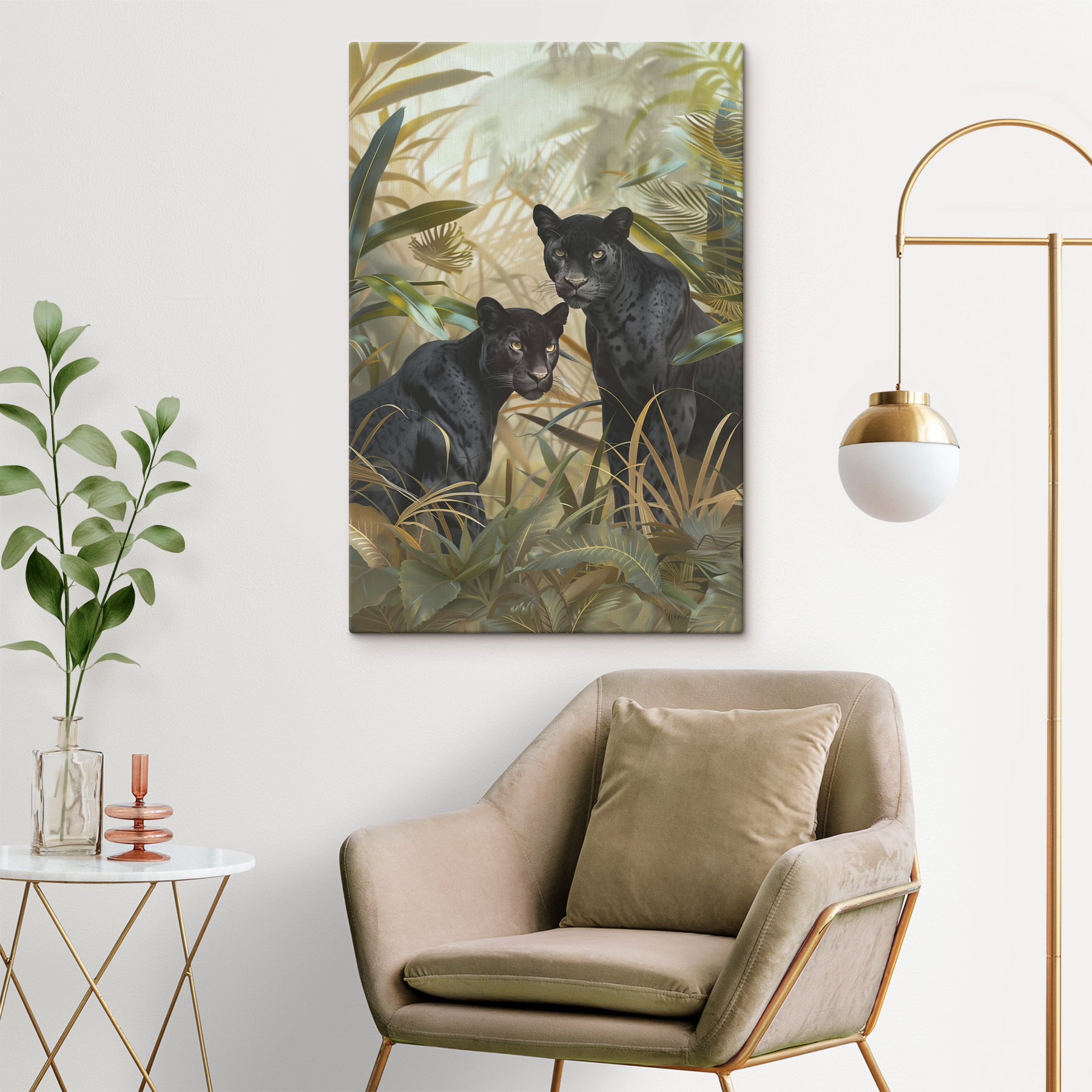 Two black tigers in the jungle