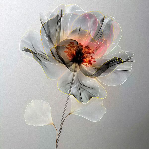 A transparent flower with a leaf