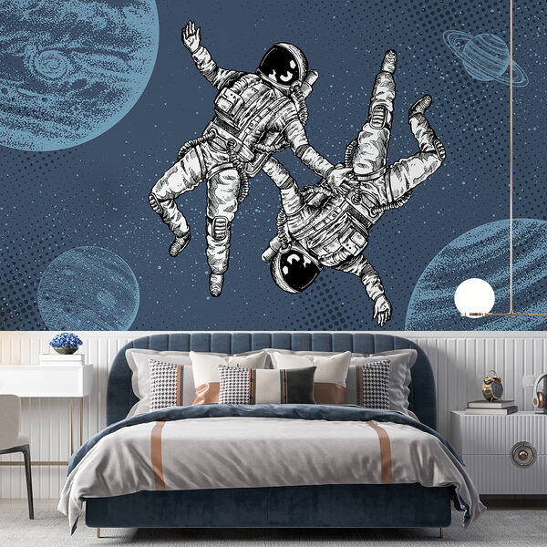 Doi astronauți plutind în spațiu Doi astronauți plutind în spațiu
