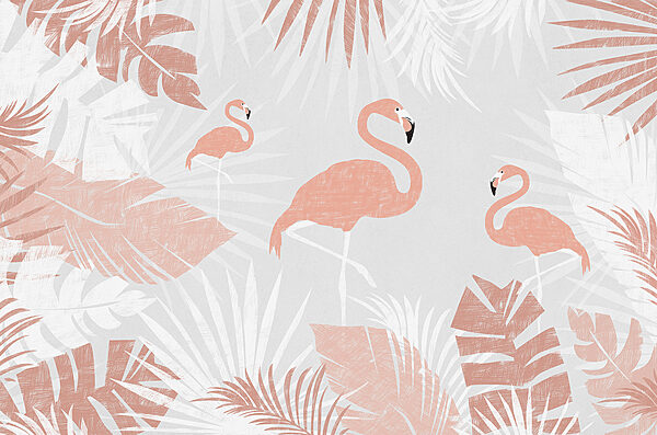 Un flamingo roz și frunze Un flamingo roz și frunze
