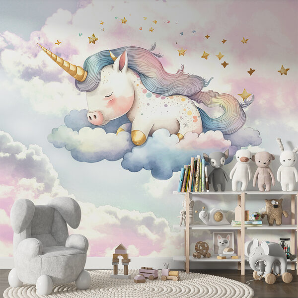 Un unicorn care doarme pe nori Un unicorn care doarme pe nori