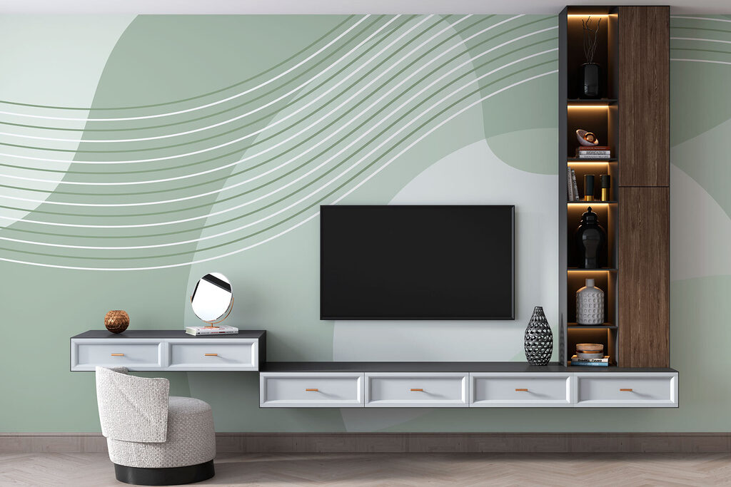 A green and white background