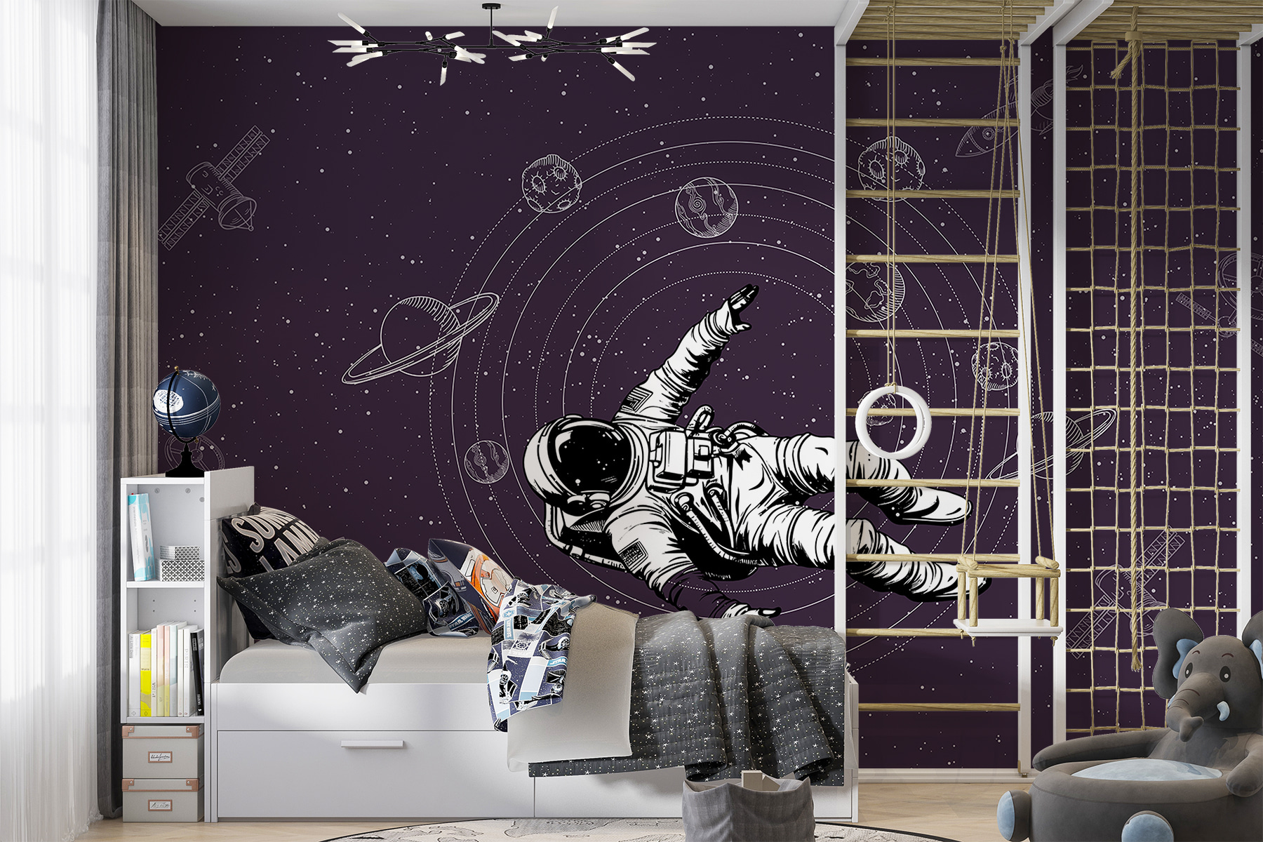 An astronaut floating in space