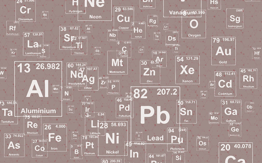 Un model de elemente de tabel periodic alb și negru