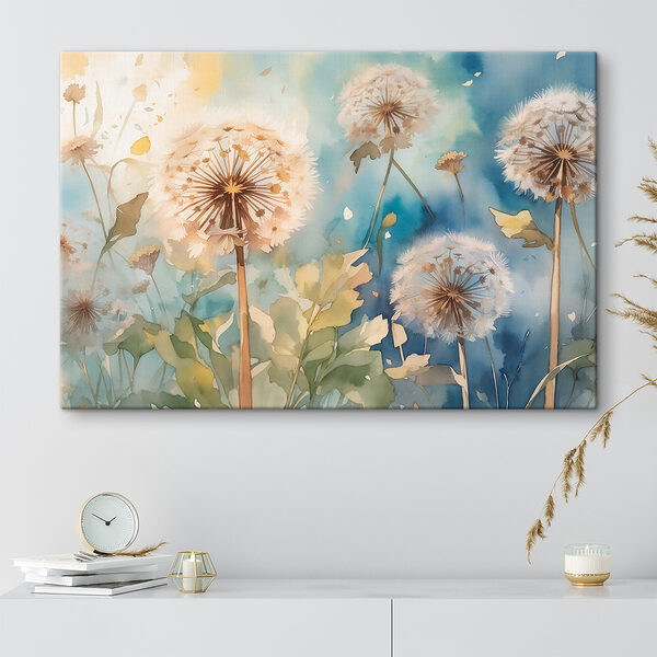 A watercolor painting of dandelions A watercolor painting of dandelions