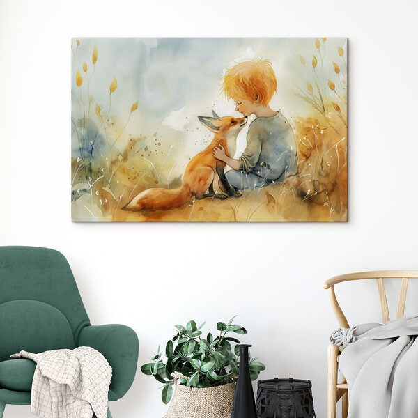 A child hugging a fox A child hugging a fox