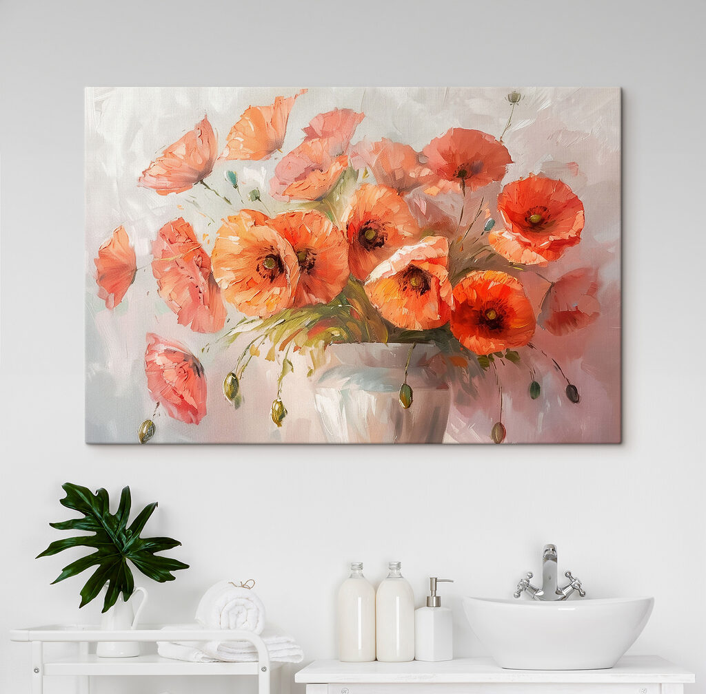 A painting of flowers in a vase A painting of flowers in a vase