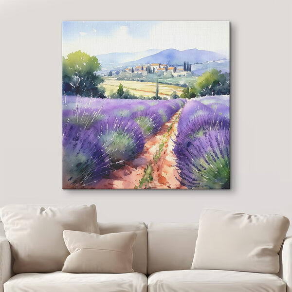 A watercolor painting of a field of lavender A watercolor painting of a field of lavender