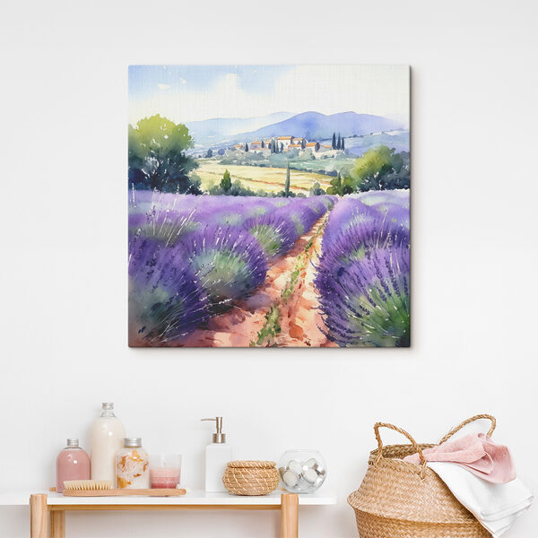 A watercolor painting of a field of lavender A watercolor painting of a field of lavender