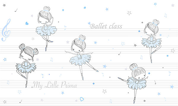 A group of ballet dancers on musical notes
