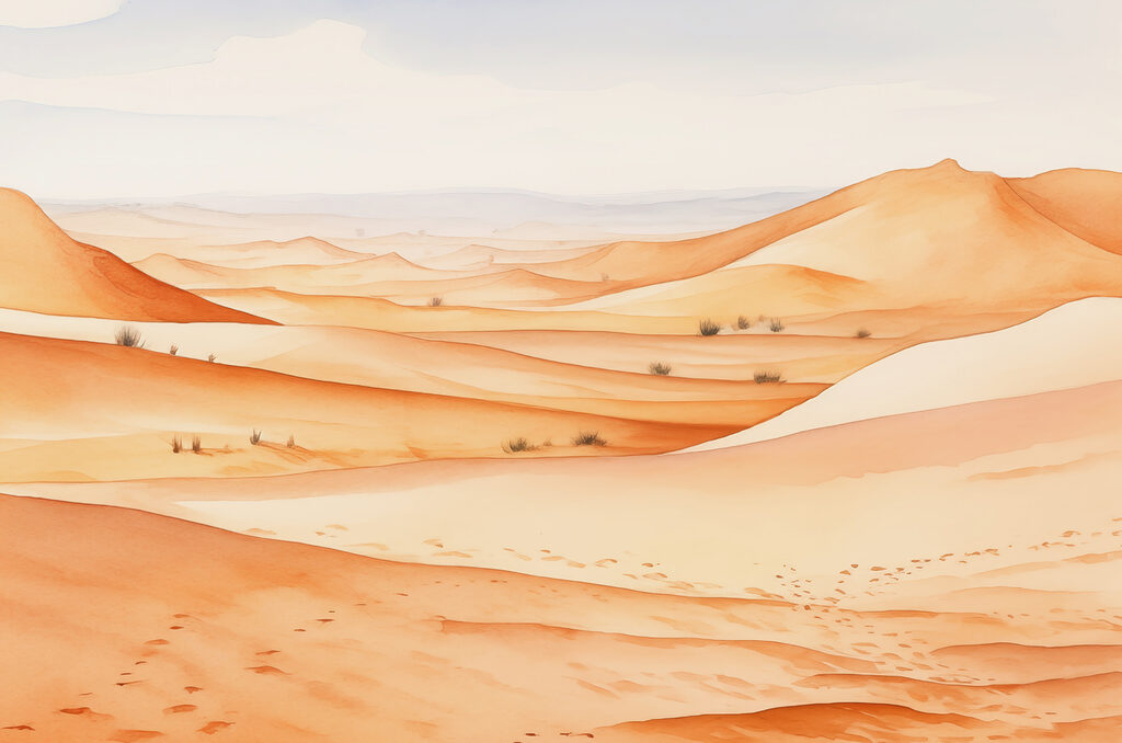 Un peisaj deșertic cu dune de nisip Un peisaj deșertic cu dune de nisip