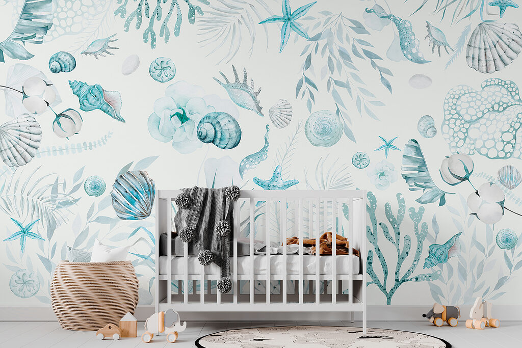 A watercolor sea life pattern