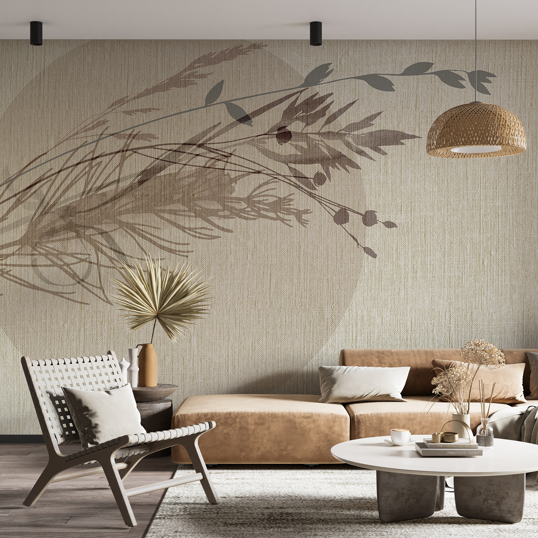 Delicate leaf patterns on textured background