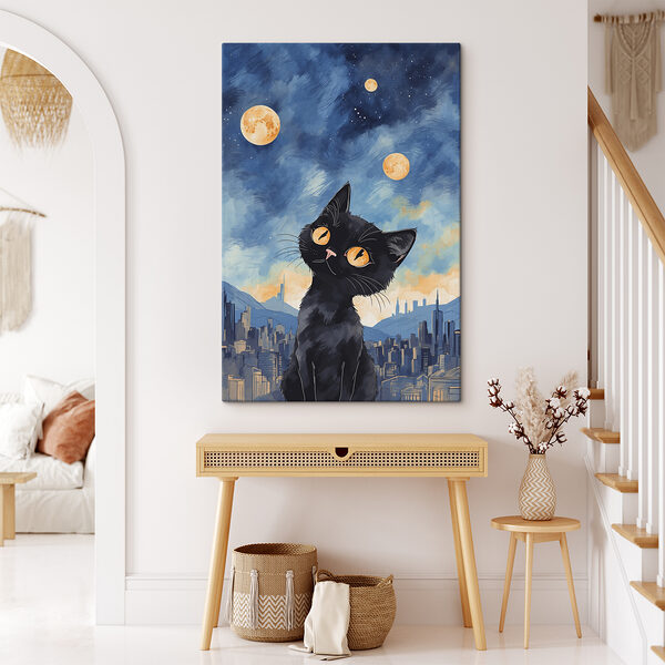 A cat looking up at the moon A cat looking up at the moon