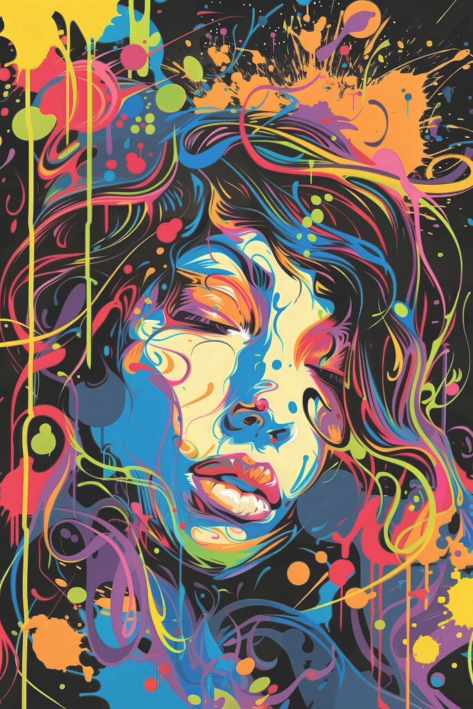 A woman with colorful hair
