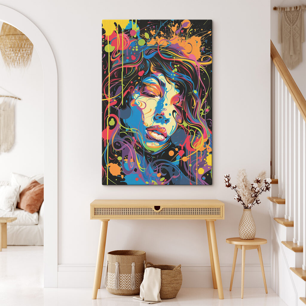 A woman with colorful hair