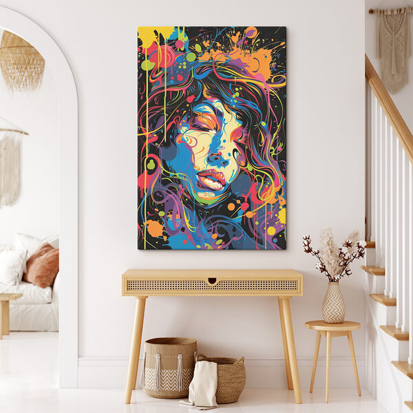 A woman with colorful hair