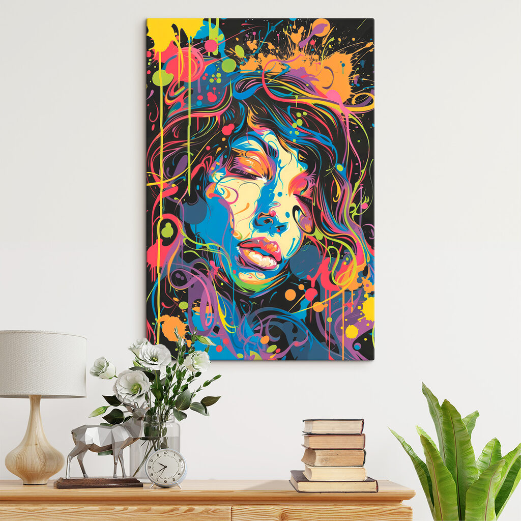 A woman with colorful hair
