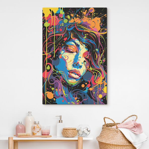 A woman with colorful hair