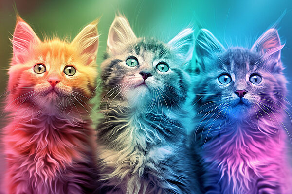 A group of kittens looking up A group of kittens looking up