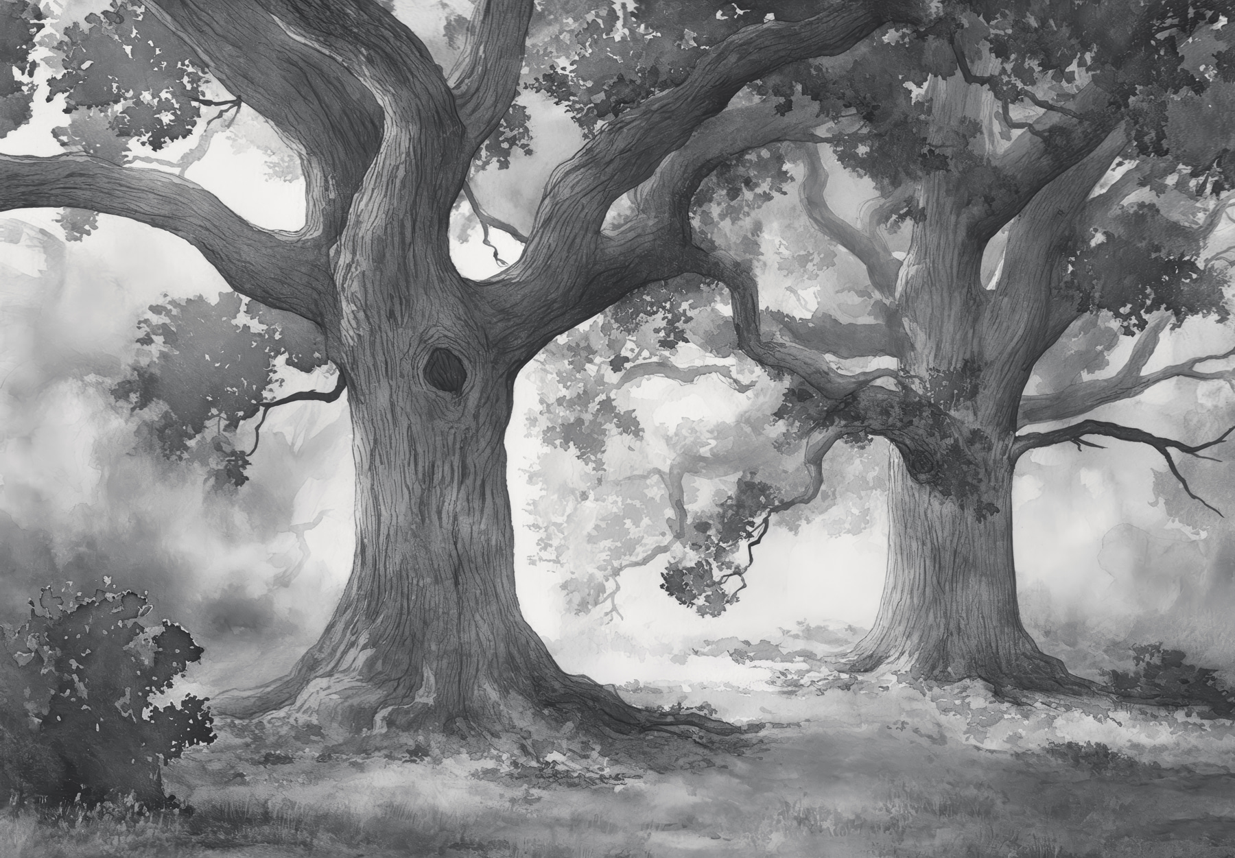 A group of trees with many branches