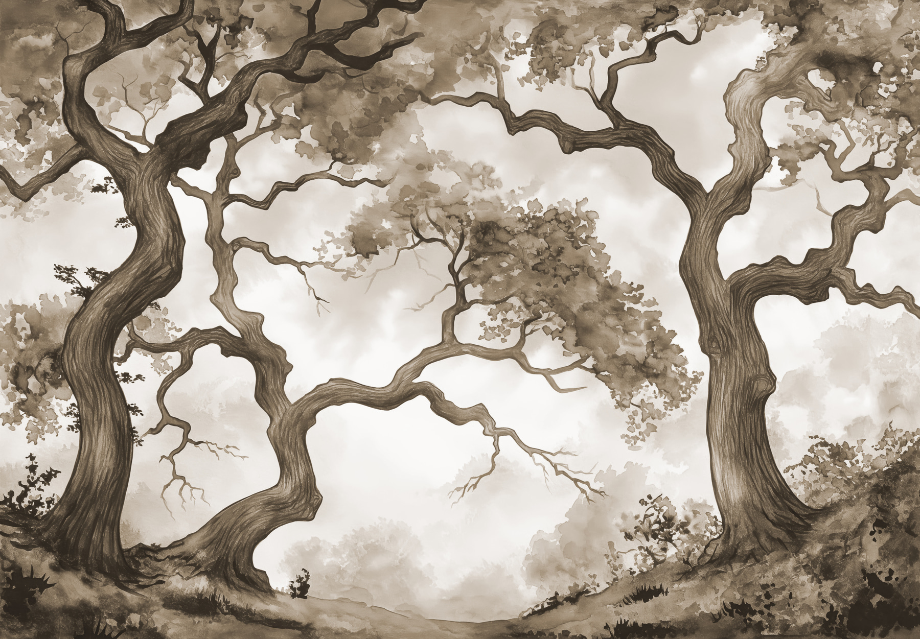 A group of trees with branches