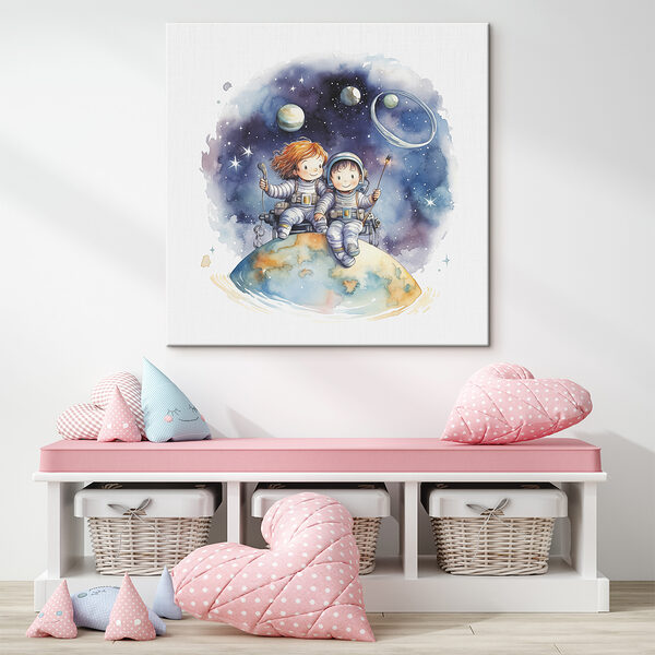 A couple of children in space A couple of children in space