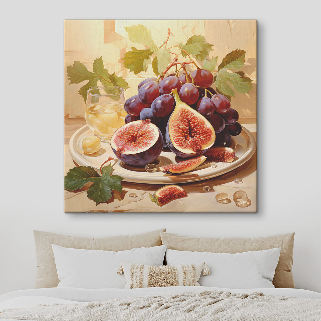 A plate of figs and grapes