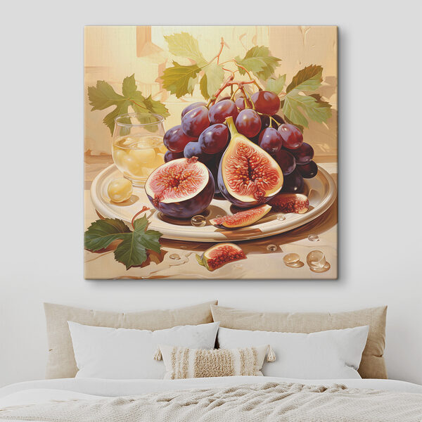 A plate of figs and grapes
